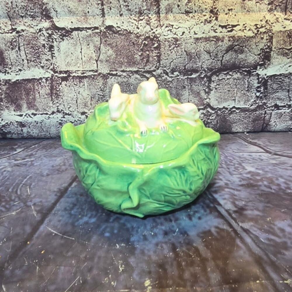 Vintage Holland Mold Cabbage with Bunnies Serving Tureen